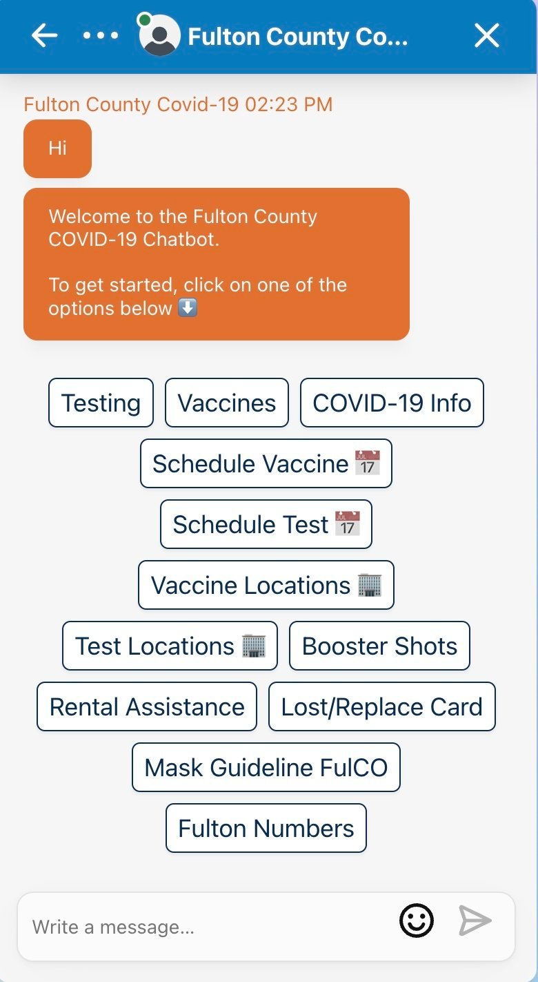 Fulton County COVID-19 Chatbot